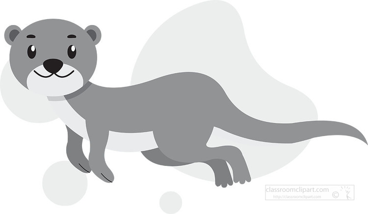 Animal Gray White Clipart-cute otter cartoon character swimming gray ...