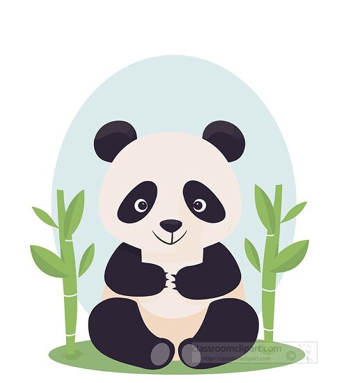 cute panda sitting between_bamboo stalks clip art