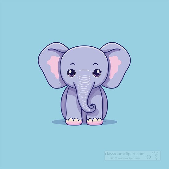cute pink and purple standing baby elephant clip art