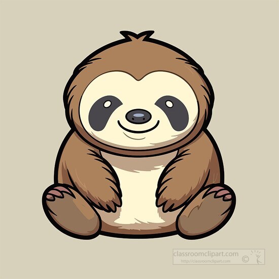 cute playful sloth sits clip art