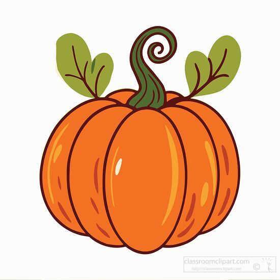 cute pumpkin illustration with curly stem