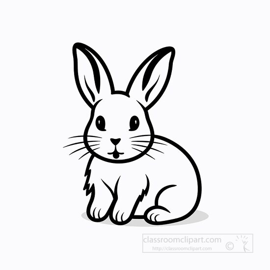 cute rabbit black outline clip art