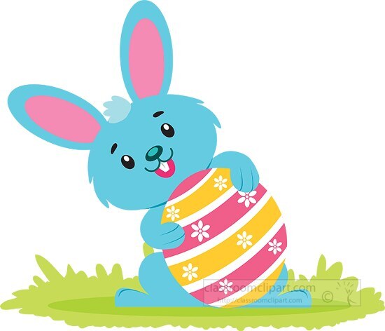cute rabbit with easter egg clipart