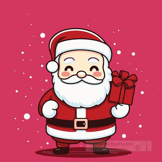 cute santa with gift cartoon style clip art