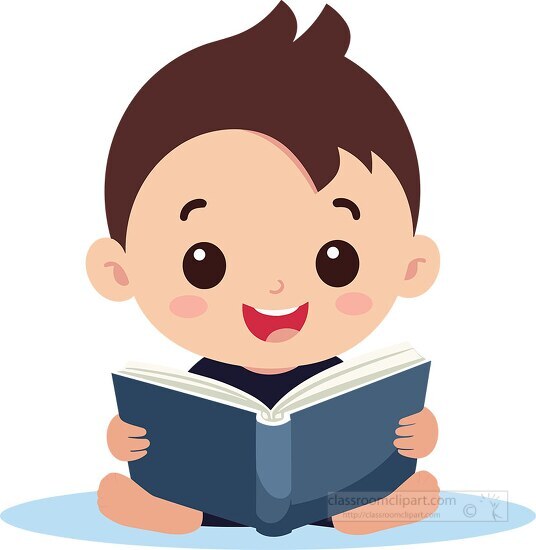 Book Clipart-young student holds an open book