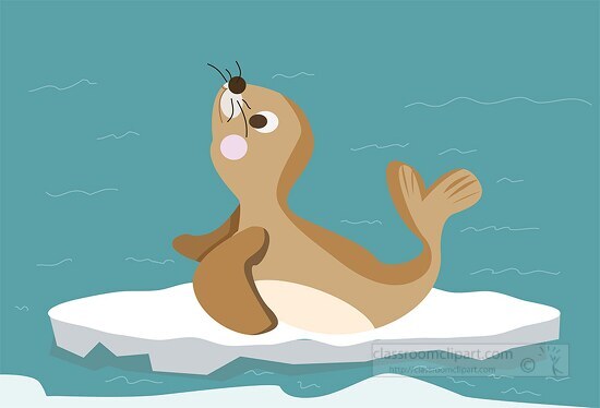 cute smiling seal resting on ice clipart