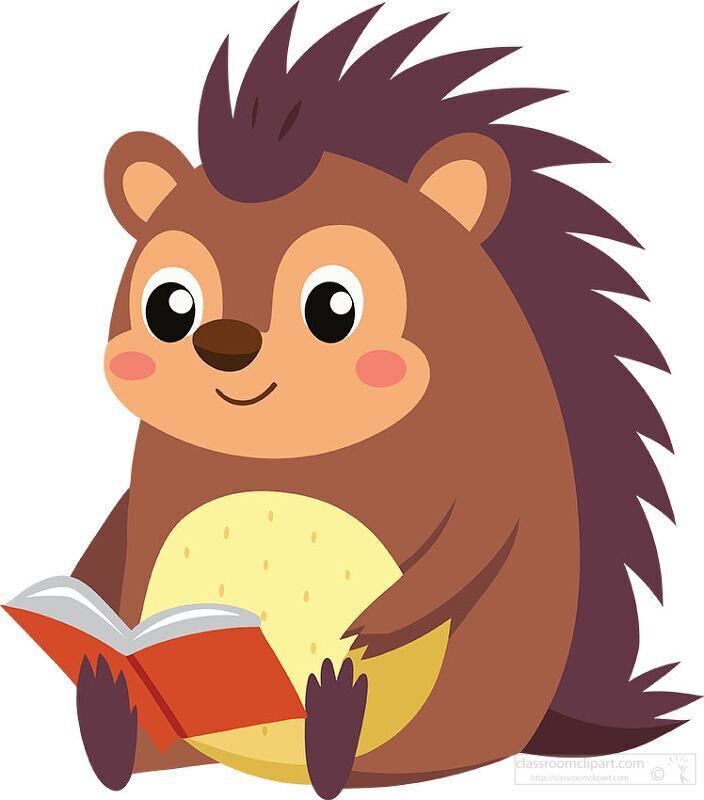 cute studious porcupine with a notebook and pencil