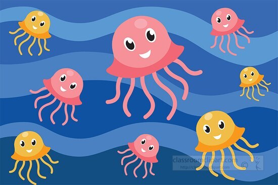 cute underwater jellyfish animals educational clip art graphic