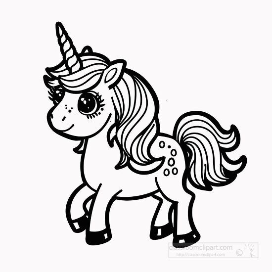 cute unicorn with big eyes and a curly mane
