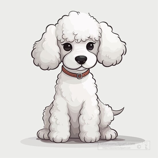 Dog Clipart-cute white fluffy poodle clip art
