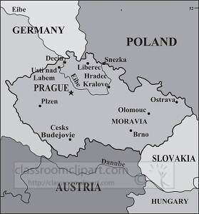 Czech Republic country map gray color
