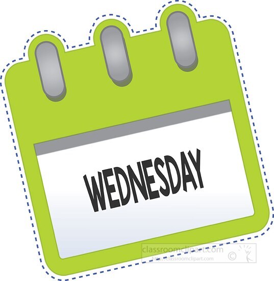 day of the week calendar wednesday green