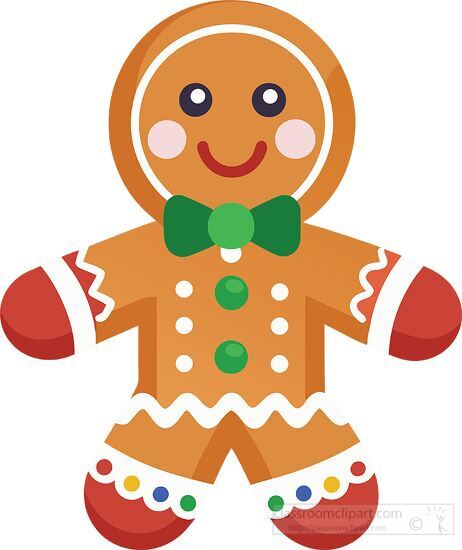 decorated christmas gingerbread man with a green bow tie