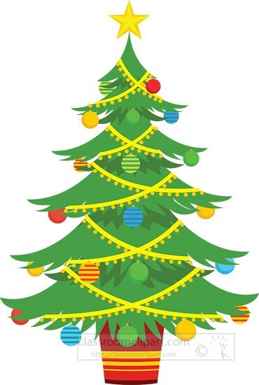 decorated crhistmas tree with ornaments  decoration clipart