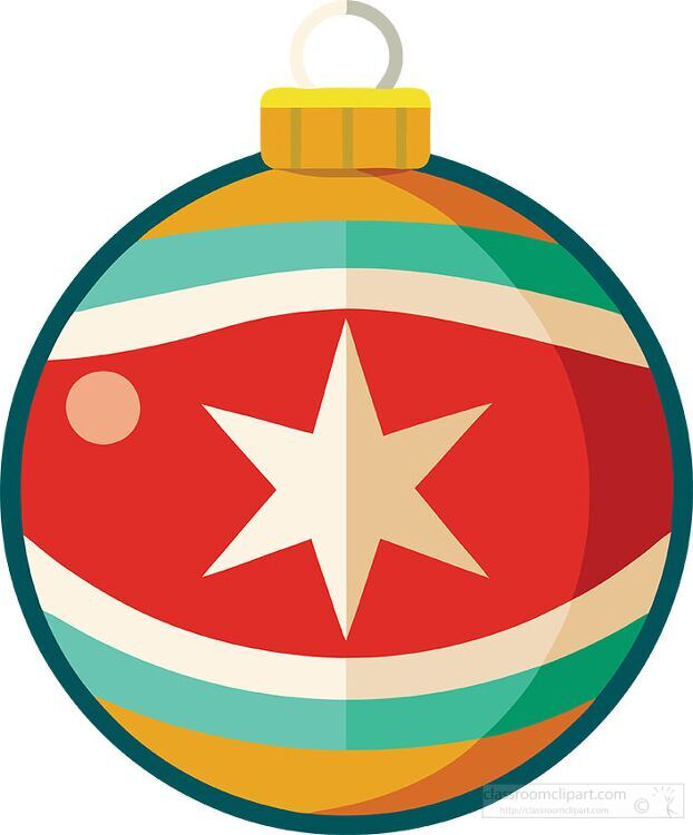 decorative ornament with a central star colorful stripes