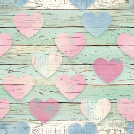 decorative pink wooden hearts with a distressed finish on weathe