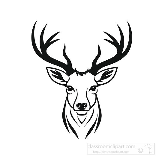 reindeer face clip art black and white