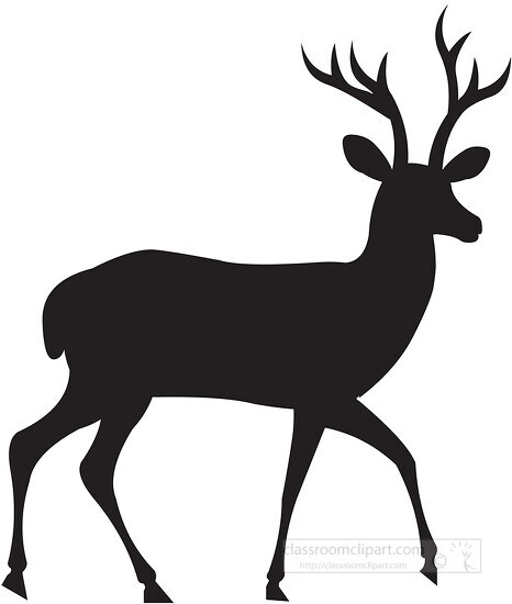 deer ruminant animal with antlers silhouette clipart 725