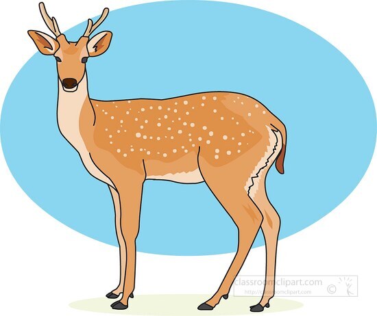 deer standing against blue background clipart