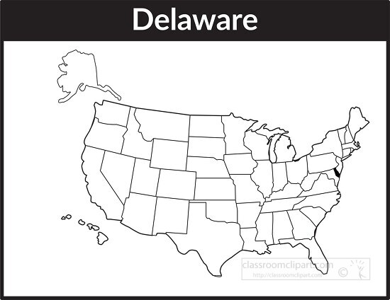 delaware map square black white clipart