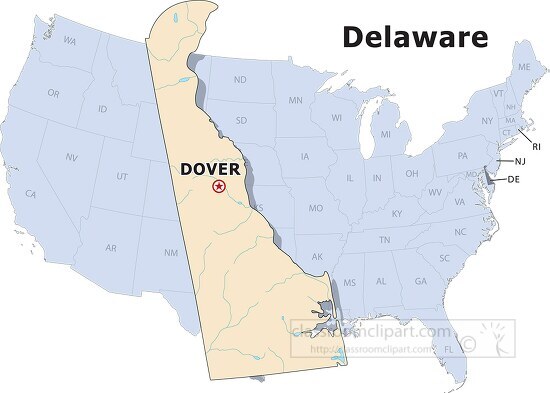 Delaware state large usa map clipart