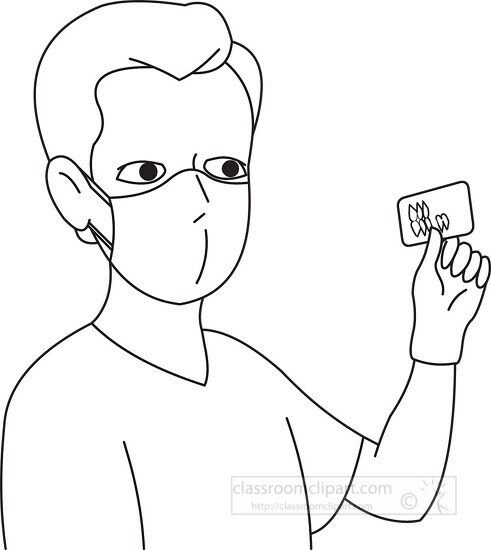 dentist viewing patients x ray clipart black outline