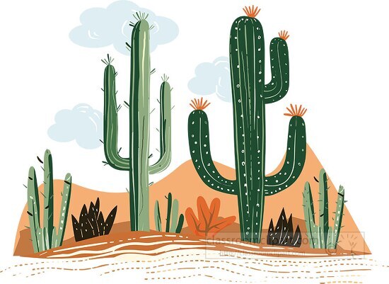 desert with large sagura cactus