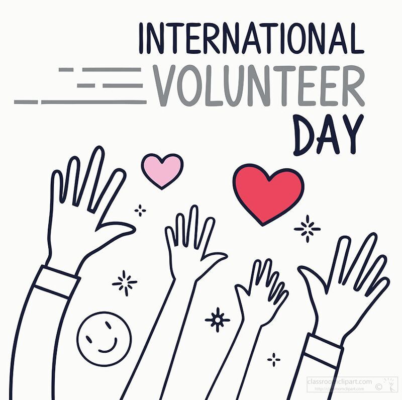 design featuring a heart and hands for Volunteer Day celebration