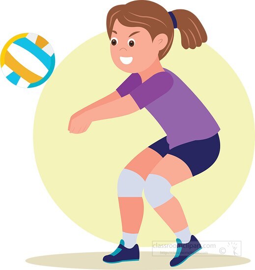 determined girl playing volleyball clipart