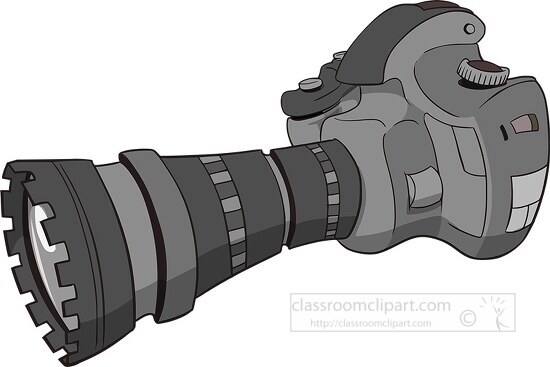 digital slr camera with zoom lens attached clipart