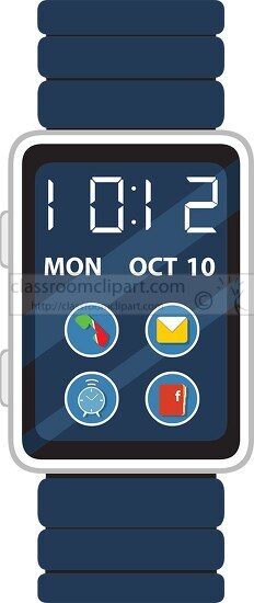 digital smart android watch blue clipart