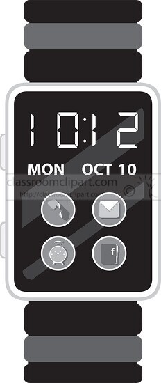 digital smart android watch blue clipart gray