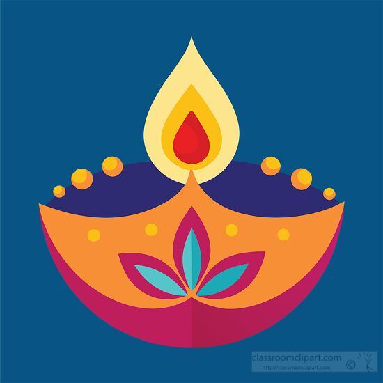 Diwali lamp with a central flame