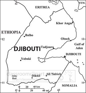 Djibouti country map black white