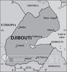 Djibouti country map gray color