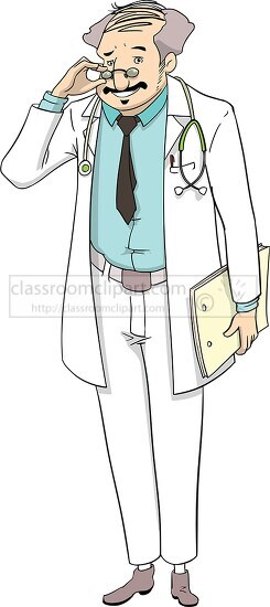 doctor in white suit wearing glasses