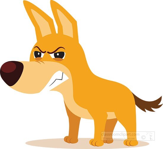 dog growling with aggressive expression clipart