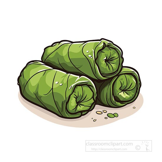 dolmades grape leaves stuffed with a mixture of rice clip art