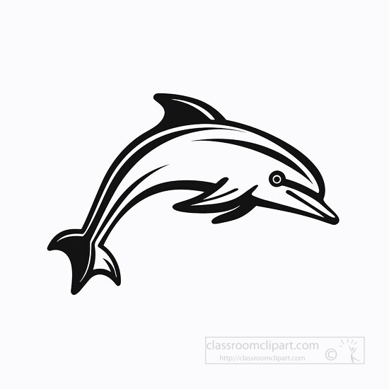 dolphin jumping black outline clip art