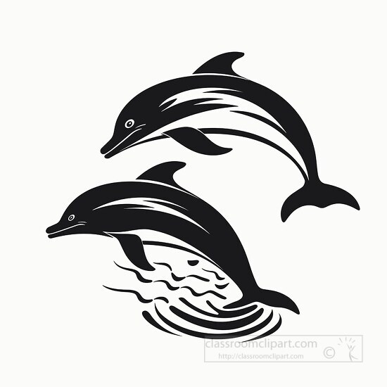 dolphins jumping out of water black outline clip art