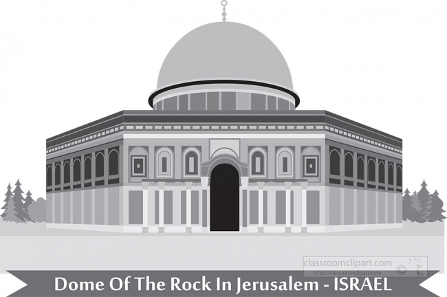 dome of the rock in jerusalem israel gray color clipart