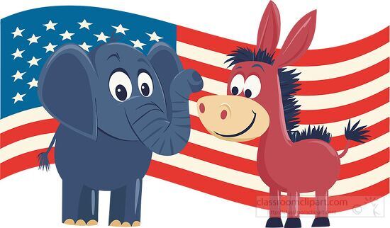 donkey and elephant wo major american political parties