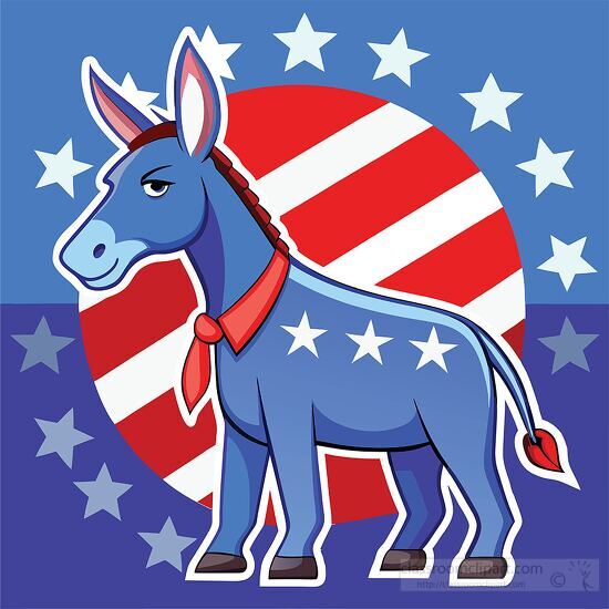 donkey surrounded by stars symbolizing the Democratic Party