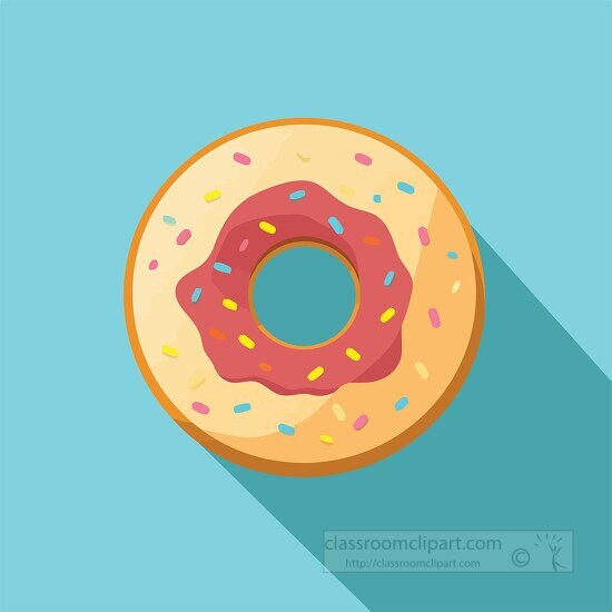 donut with colorful sprinkles on it is on a blue background