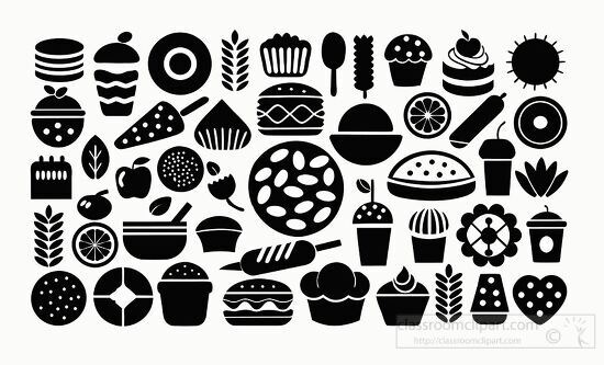 doodle drawings vector illustration of various food elements bla