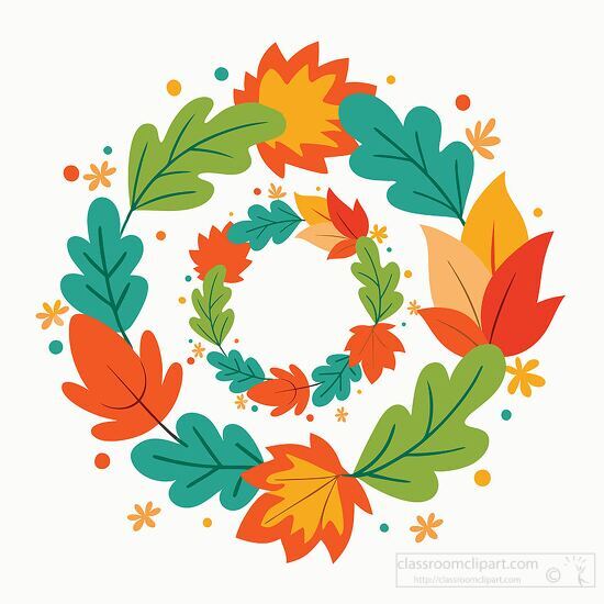 double circular wreath with colorful autumn leaves