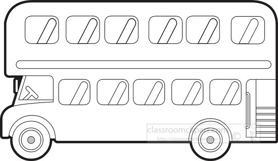 double decker bus printable black outline clipart