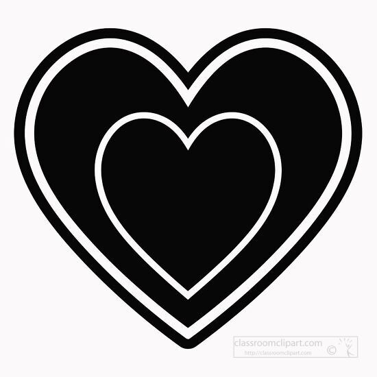 double heart icon in solid black clipart