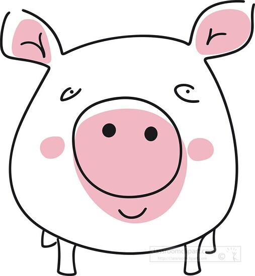 drawing illustration of a pig with pink nose clip art