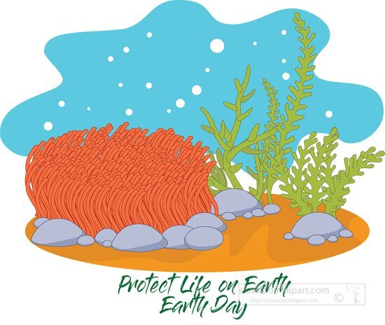 earth day life in the ocean protect coral reef clipart